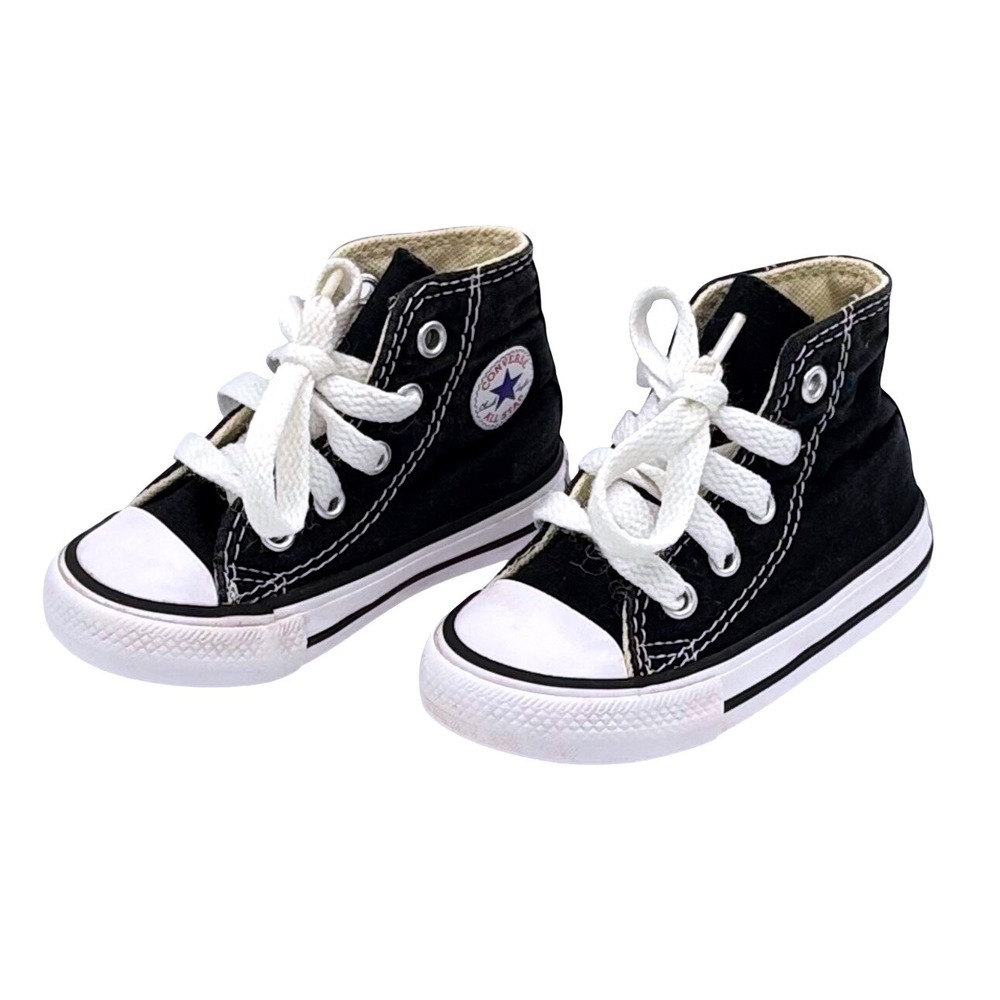 Converse‎ Chuck Taylor All Star High Top Black White Infant Shoes Size 4 7J231
